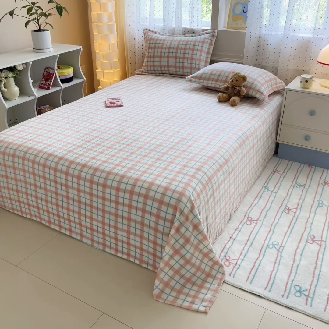 91家纺网 家纺一手货源 找家纺 （总）丽美人 2025新款高克重印花牛奶绒无印风床单款（A类母婴级面料）