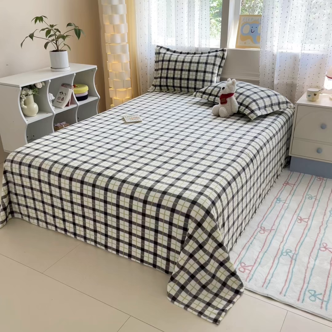 91家纺网 家纺一手货源 找家纺 （总）丽美人 2025新款高克重印花牛奶绒无印风床单款（A类母婴级面料）