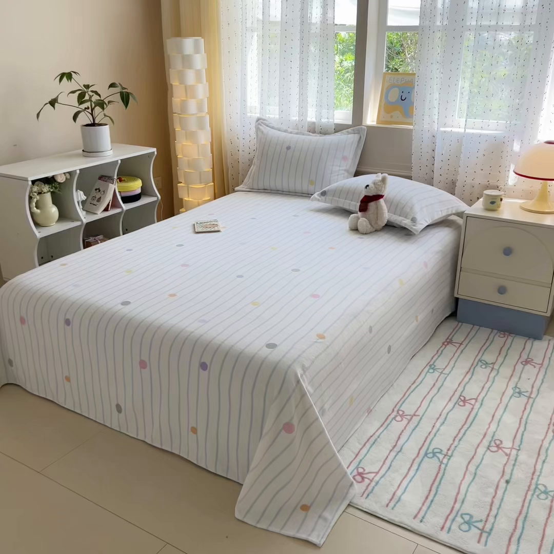 91家纺网 家纺一手货源 找家纺 （总）丽美人 2025新款高克重印花牛奶绒无印风床单款（A类母婴级面料）