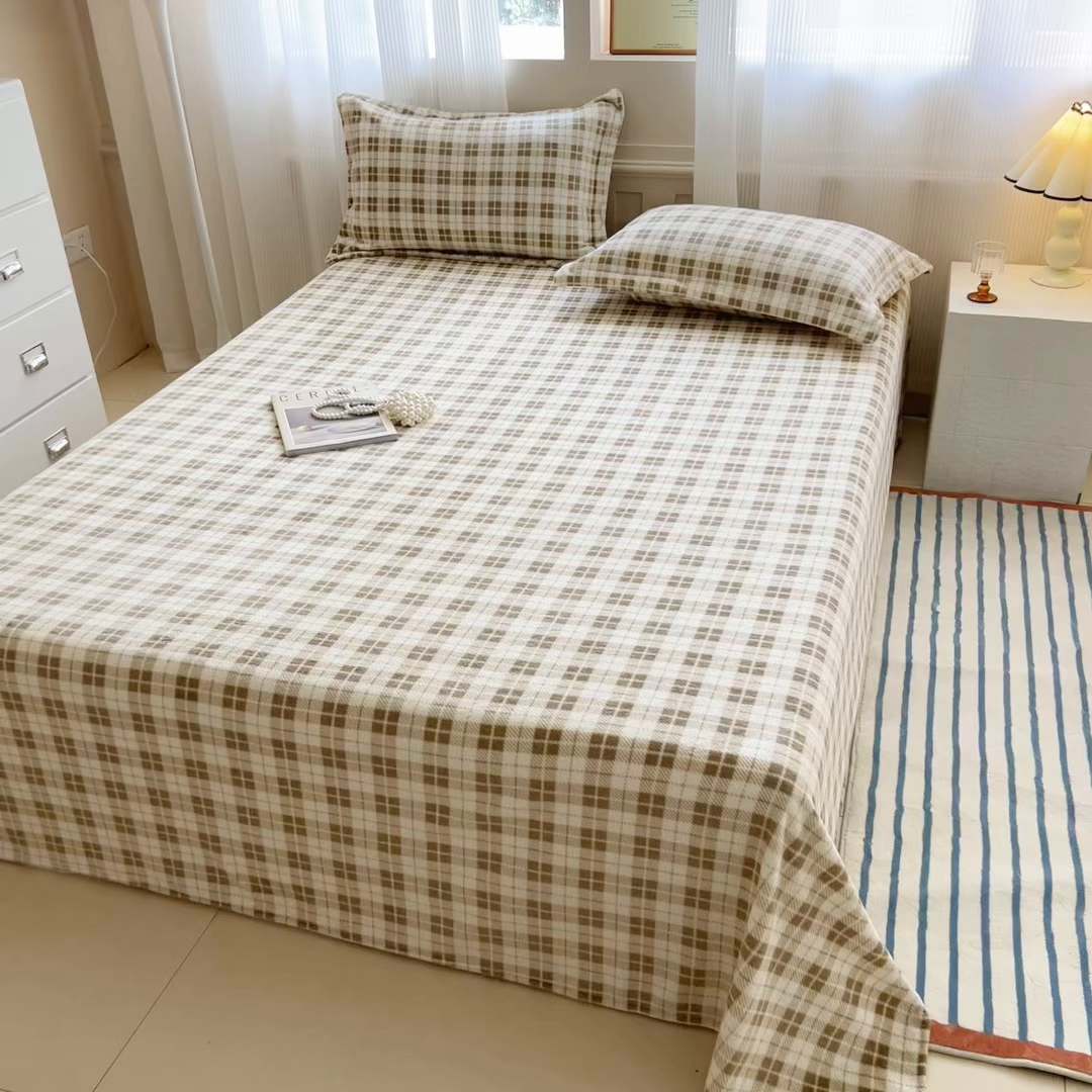 91家纺网 家纺一手货源 找家纺 （总）丽美人 2025新款高克重印花牛奶绒无印风床单款（A类母婴级面料）