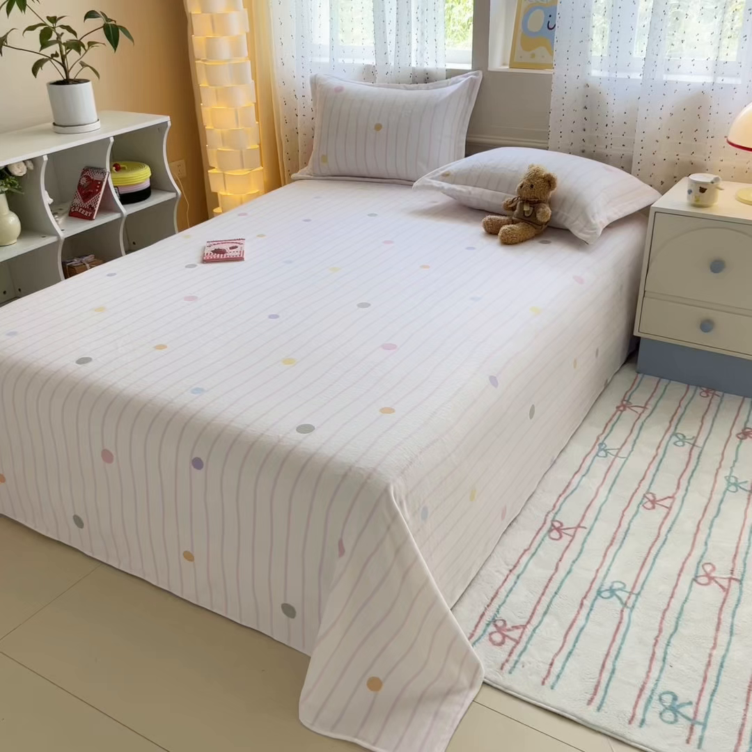 91家纺网 家纺一手货源 找家纺 （总）丽美人 2025新款高克重印花牛奶绒无印风床单款（A类母婴级面料）