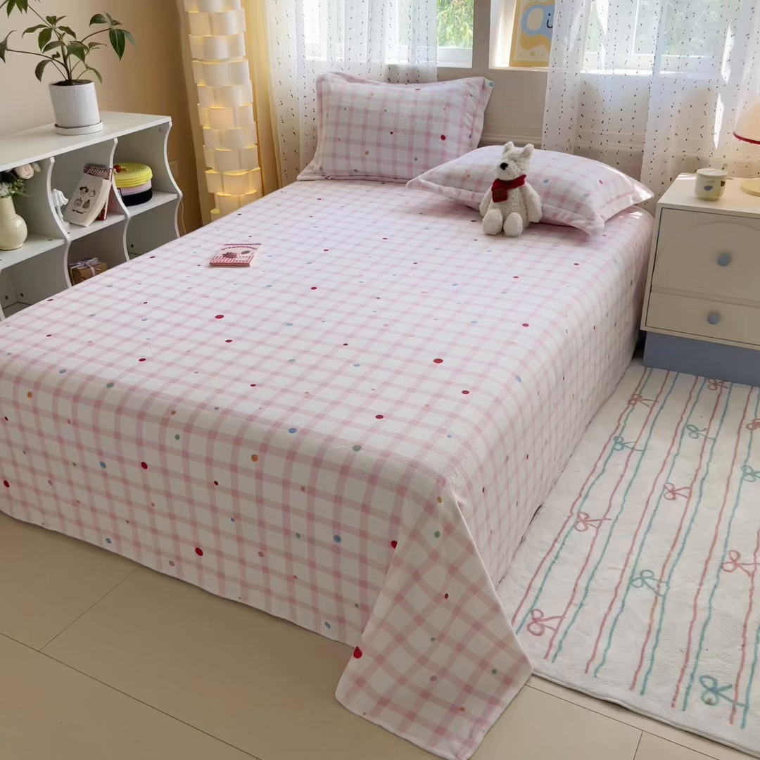 91家纺网 家纺一手货源 找家纺 （总）丽美人 2025新款高克重印花牛奶绒无印风床单款（A类母婴级面料）