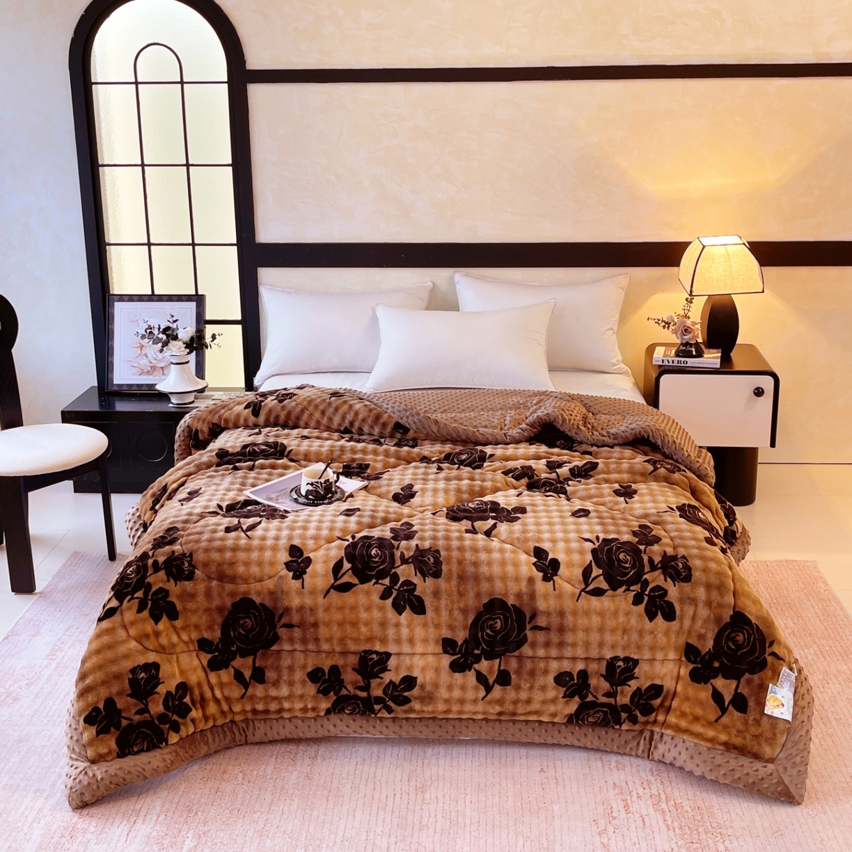 91家纺网 家纺一手货源 找家纺 云家 2025直播热款兔兔绒豆豆被三层夹棉加厚毛毯毯子牛奶绒冬被泡泡兔毛绒保暖被子被芯 盛放