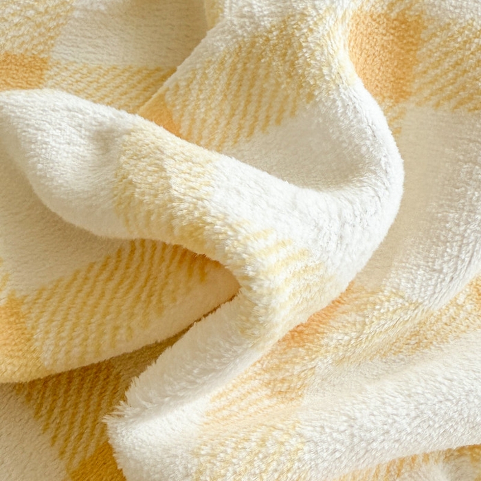 91家纺网 家纺一手货源 找家纺 丽美人 2025新款高克重印花牛奶绒无印风床单款（A类母婴级面料） 波点黄格