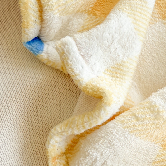 91家纺网 家纺一手货源 找家纺 丽美人 2025新款高克重印花牛奶绒无印风床单款（A类母婴级面料） 波点黄格