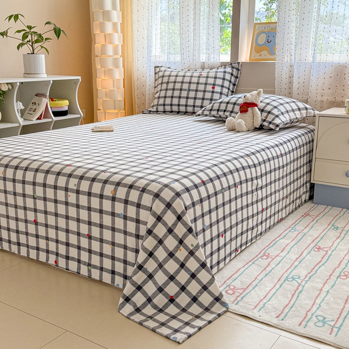 91家纺网 家纺一手货源 找家纺 丽美人 2025新款高克重印花牛奶绒无印风床单款（A类母婴级面料） 黑白格调