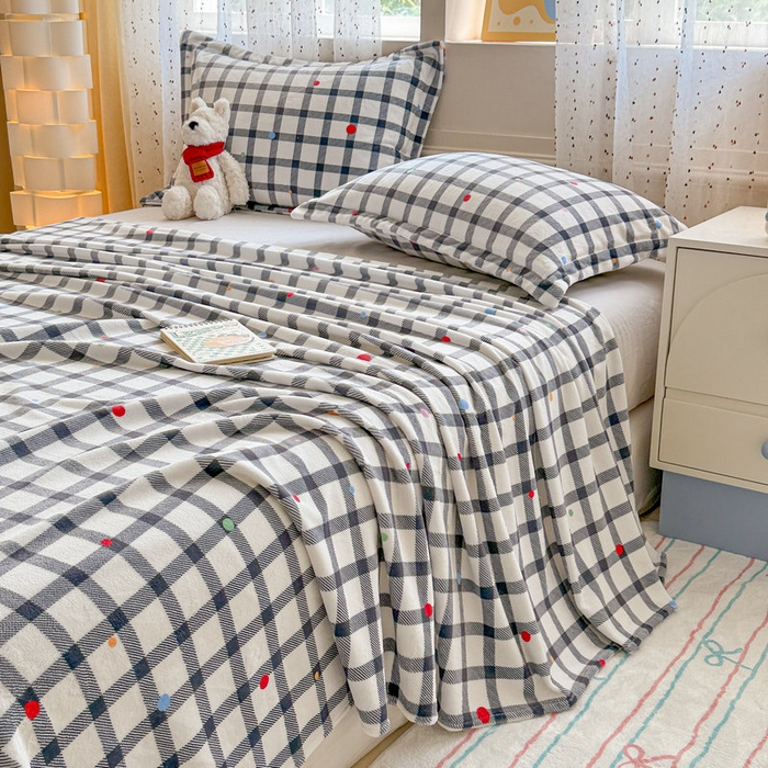 91家纺网 家纺一手货源 找家纺 丽美人 2025新款高克重印花牛奶绒无印风床单款（A类母婴级面料） 黑白格调