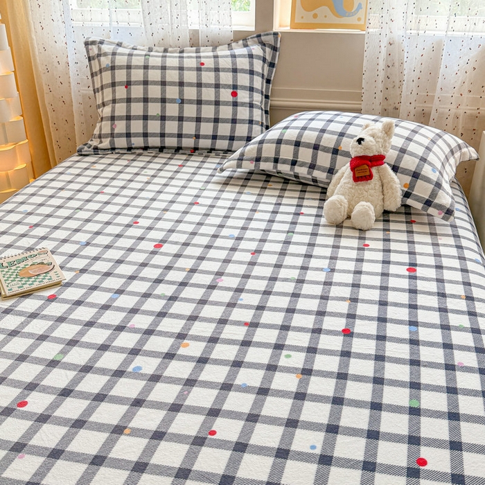 91家纺网 家纺一手货源 找家纺 丽美人 2025新款高克重印花牛奶绒无印风床单款（A类母婴级面料） 黑白格调