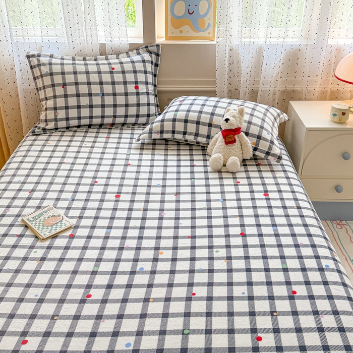 91家纺网 家纺一手货源 找家纺 丽美人 2025新款高克重印花牛奶绒无印风床单款（A类母婴级面料） 黑白格调