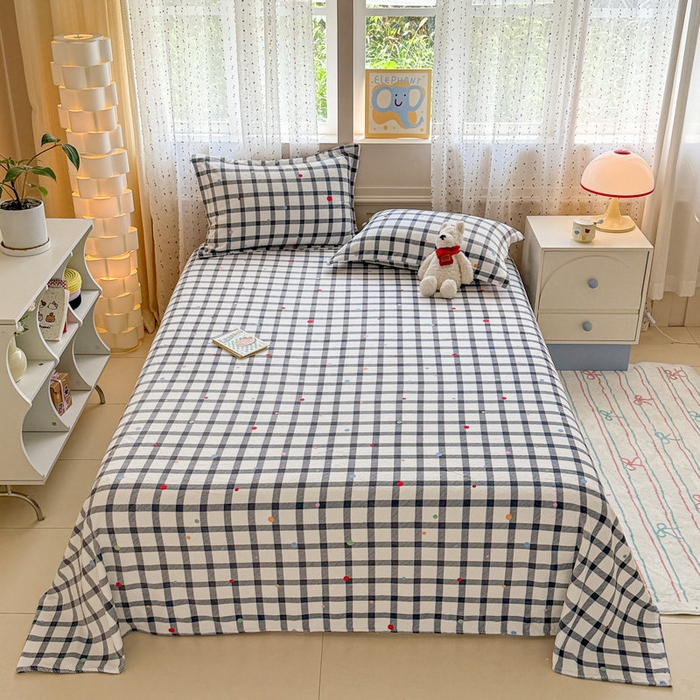 91家纺网 家纺一手货源 找家纺 丽美人 2025新款高克重印花牛奶绒无印风床单款（A类母婴级面料） 黑白格调