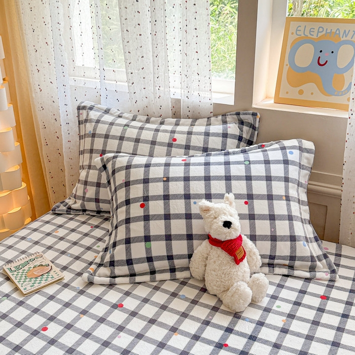 91家纺网 家纺一手货源 找家纺 丽美人 2025新款高克重印花牛奶绒无印风床单款（A类母婴级面料） 黑白格调