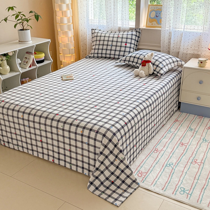 91家纺网 家纺一手货源 找家纺 丽美人 2025新款高克重印花牛奶绒无印风床单款（A类母婴级面料） 黑白格调