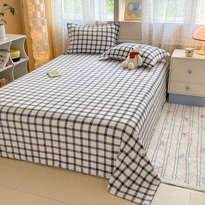 91家纺网 家纺一手货源 找家纺 丽美人 2025新款高克重印花牛奶绒无印风床单款（A类母婴级面料） 黑白格调