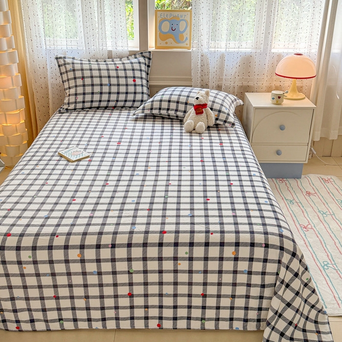 91家纺网 家纺一手货源 找家纺 丽美人 2025新款高克重印花牛奶绒无印风床单款（A类母婴级面料） 黑白格调