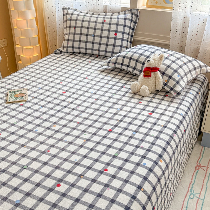 91家纺网 家纺一手货源 找家纺 丽美人 2025新款高克重印花牛奶绒无印风床单款（A类母婴级面料） 黑白格调