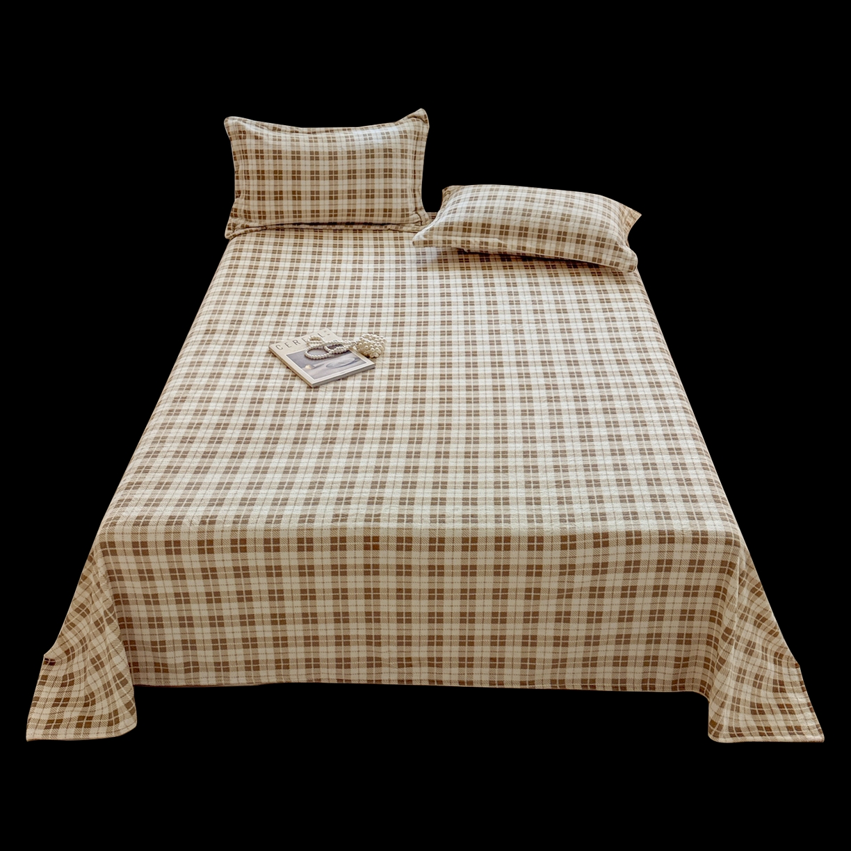 91家纺网 家纺一手货源 找家纺 丽美人 2025新款高克重印花牛奶绒无印风床单款（A类母婴级面料） 简约咖格