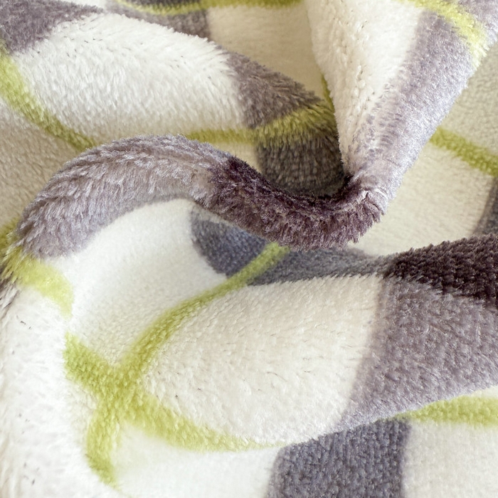 91家纺网 家纺一手货源 找家纺 丽美人 2025新款高克重印花牛奶绒无印风床单款（A类母婴级面料） 浅绿灰格