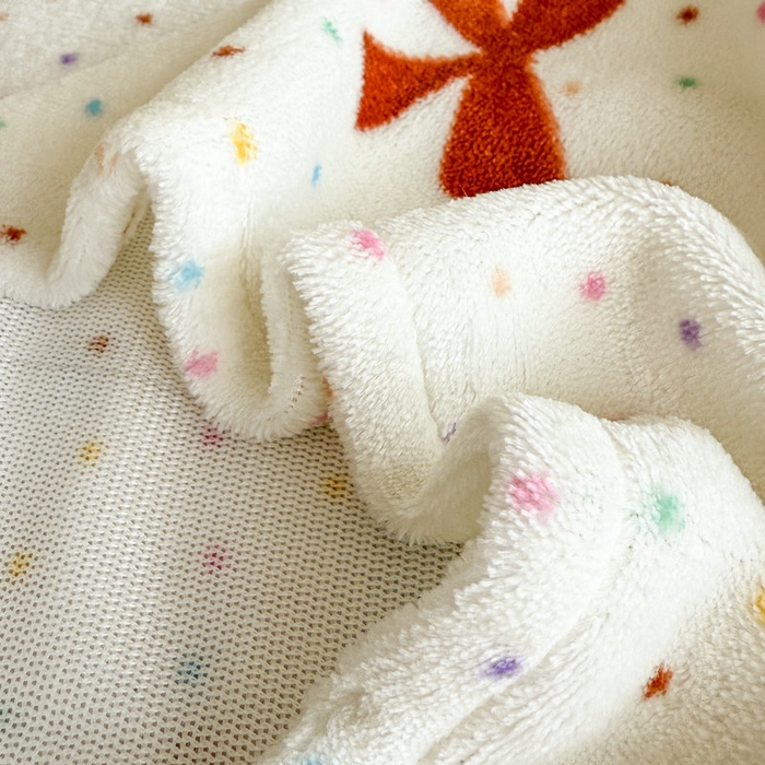 91家纺网 家纺一手货源 找家纺 丽美人 2025新款高克重印花牛奶绒无印风床单款（A类母婴级面料） 波点蝴蝶结