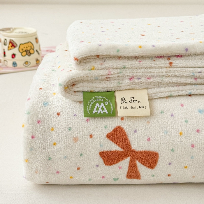 丽美人 2025新款高克重印花牛奶绒无印风床单款（A类母婴级面料） 波点蝴蝶结