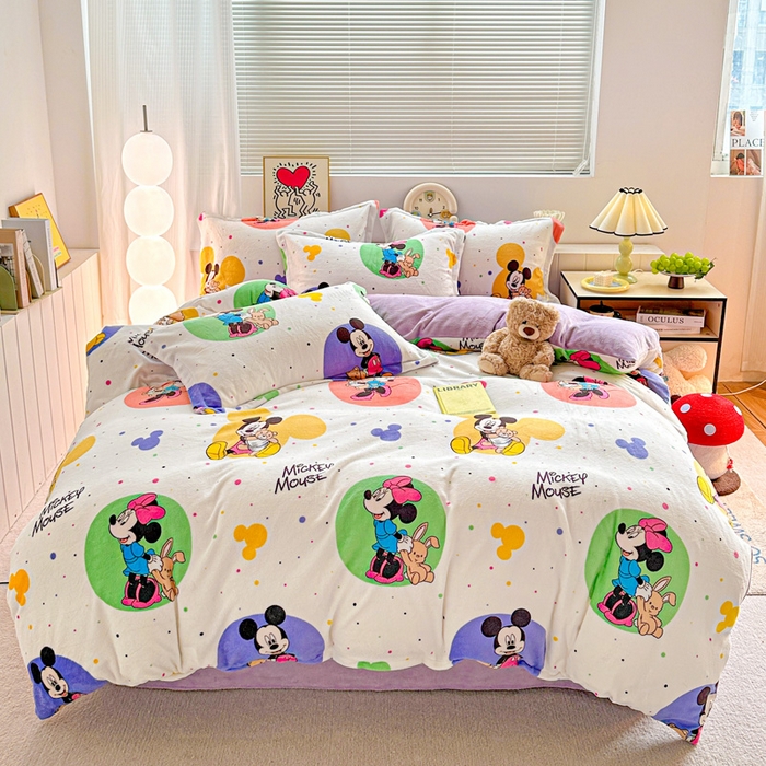 91家纺网 家纺一手货源 找家纺 （总）简一 2025新款小清新牛奶绒印花四件套-卡通系列