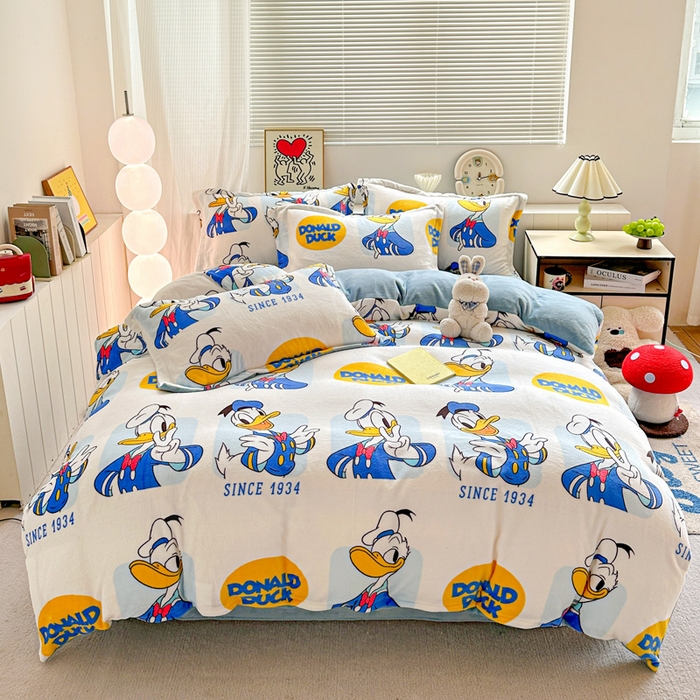 91家纺网 家纺一手货源 找家纺 （总）简一 2025新款小清新牛奶绒印花四件套-卡通系列