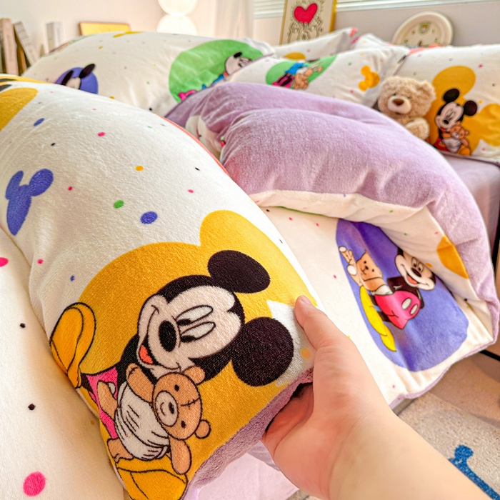 91家纺网 家纺一手货源 找家纺 简一 2025新款小清新牛奶绒印花四件套-卡通系列 马卡米奇