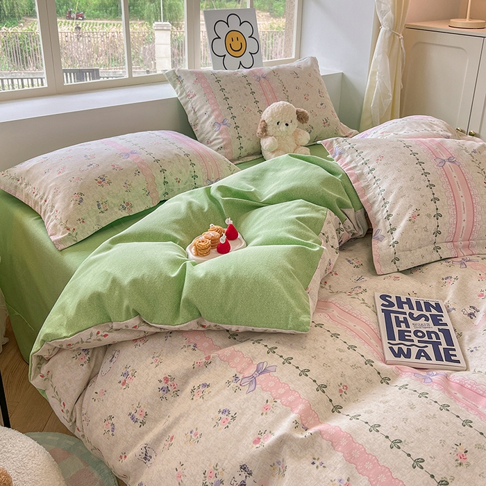 91家纺网 家纺一手货源 找家纺 小叮当家纺仓储工厂店 2025新款提供买家秀爆款花型不断货亲肤舒适原棉加厚磨毛四件套 糖兔少女