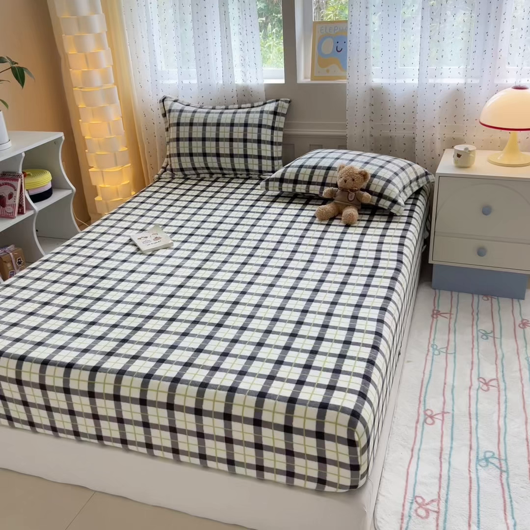 91家纺网 家纺一手货源 找家纺 （总）丽美人 2025新款高克重印花牛奶绒无印风床笠款（A类母婴级面料）