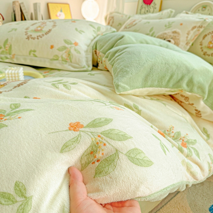 91家纺网 家纺一手货源 找家纺 （总）简一 2025新款小清新牛奶绒印花四件套-卡通系列