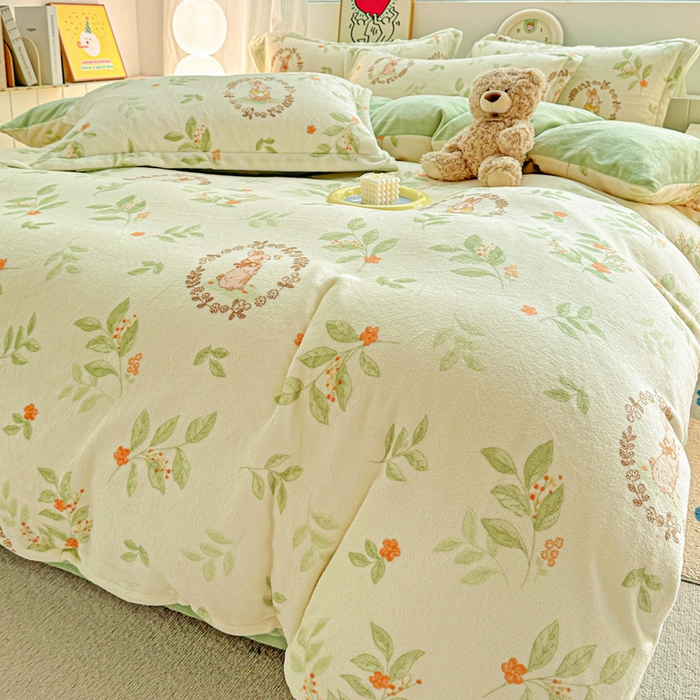 91家纺网 家纺一手货源 找家纺 （总）简一 2025新款小清新牛奶绒印花四件套-卡通系列