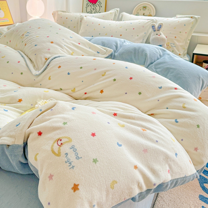 91家纺网 家纺一手货源 找家纺 （总）简一 2025新款小清新牛奶绒印花四件套-花卉系列