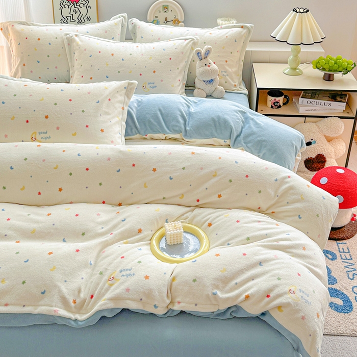 91家纺网 家纺一手货源 找家纺 （总）简一 2025新款小清新牛奶绒印花四件套-花卉系列