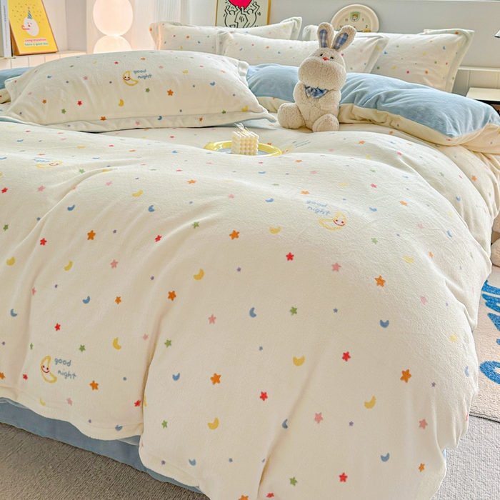 91家纺网 家纺一手货源 找家纺 （总）简一 2025新款小清新牛奶绒印花四件套-花卉系列