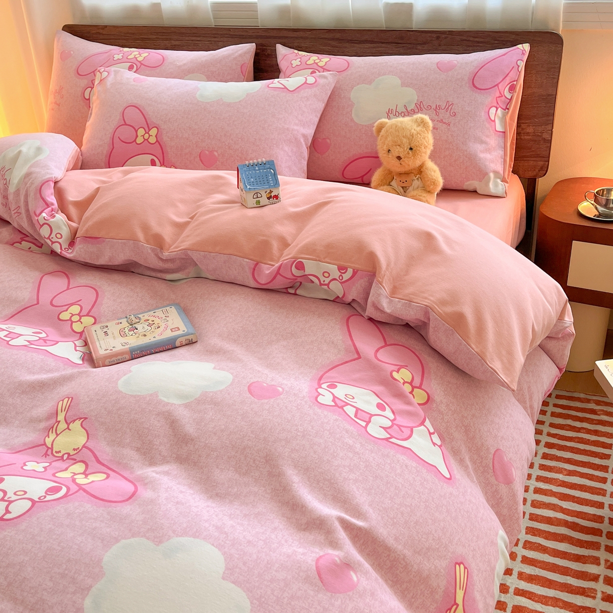 91家纺网 家纺一手货源 找家纺 小叮当家纺仓储工厂店 2025新款提供买家秀爆款花型不断货亲肤舒适原棉加厚磨毛四件套 小可爱