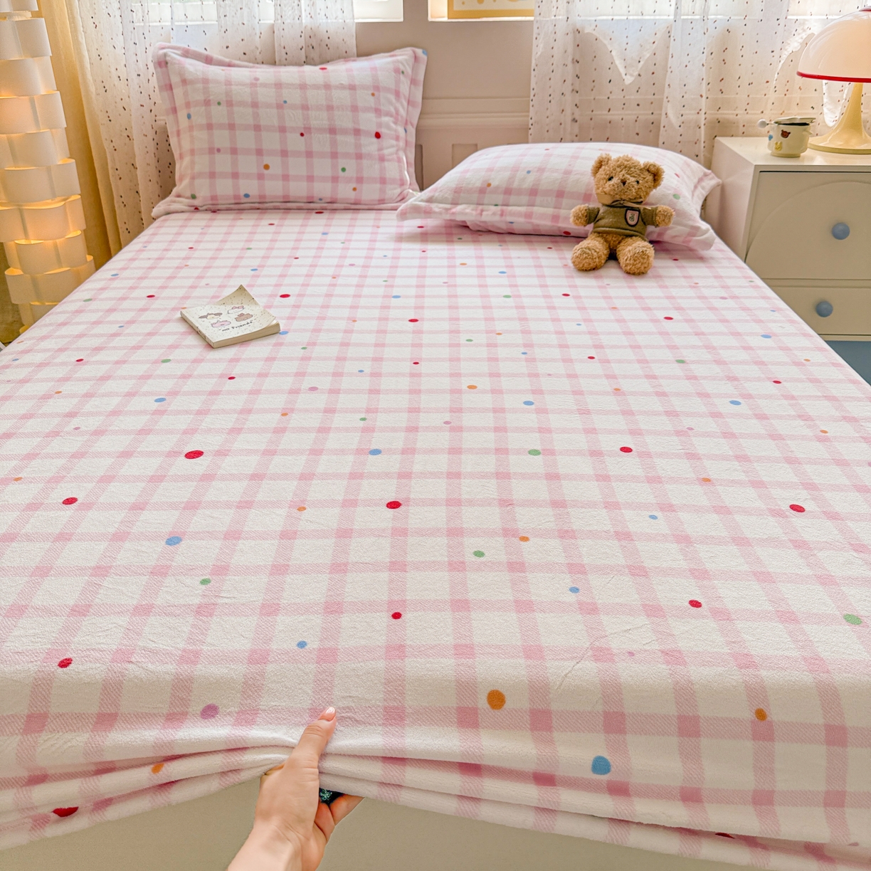 91家纺网 家纺一手货源 找家纺 （总）丽美人 2025新款高克重印花牛奶绒无印风床笠款（A类母婴级面料）