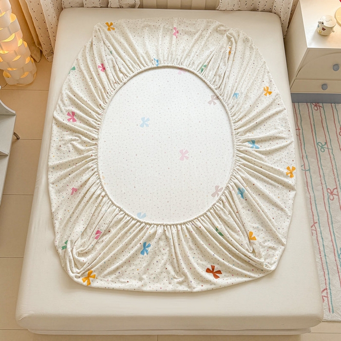 91家纺网 家纺一手货源 找家纺 丽美人 2025新款高克重印花牛奶绒无印风床笠款（A类母婴级面料） 波点蝴蝶结