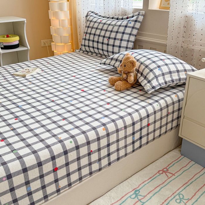 91家纺网 家纺一手货源 找家纺 丽美人 2025新款高克重印花牛奶绒无印风床笠款（A类母婴级面料） 黑白格调