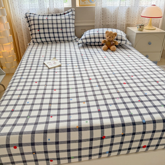 91家纺网 家纺一手货源 找家纺 丽美人 2025新款高克重印花牛奶绒无印风床笠款（A类母婴级面料） 黑白格调