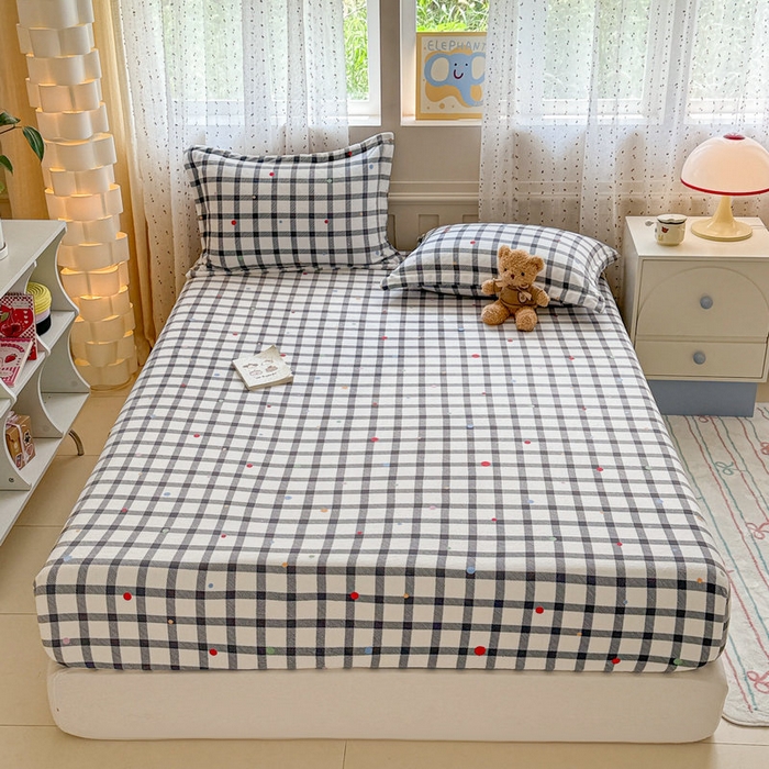 91家纺网 家纺一手货源 找家纺 丽美人 2025新款高克重印花牛奶绒无印风床笠款（A类母婴级面料） 黑白格调