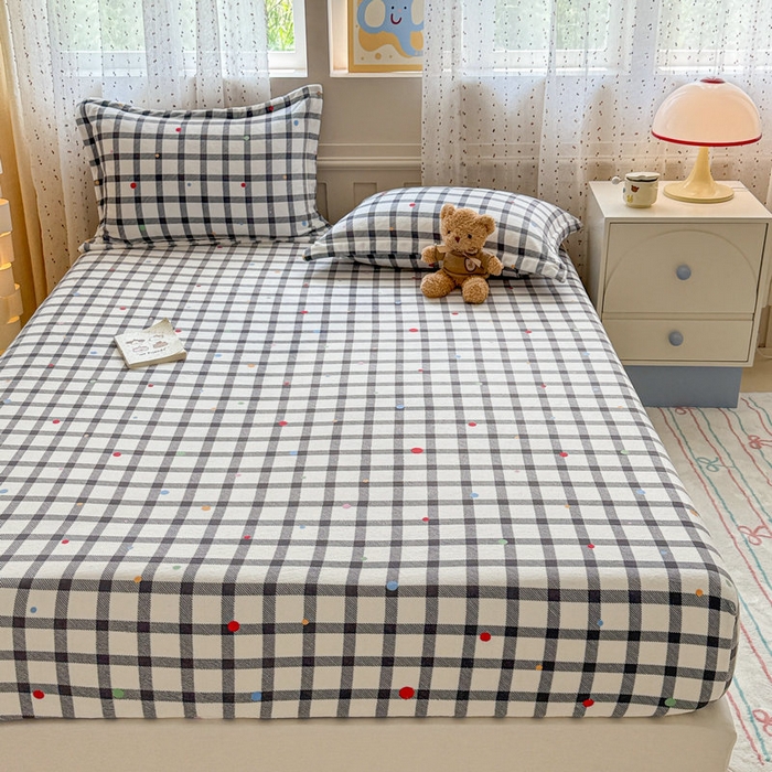 91家纺网 家纺一手货源 找家纺 丽美人 2025新款高克重印花牛奶绒无印风床笠款（A类母婴级面料） 黑白格调