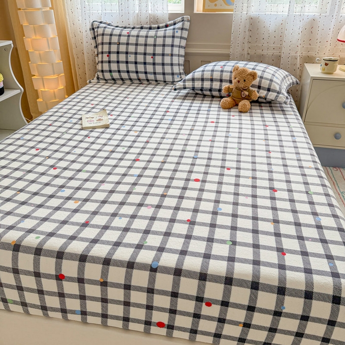 91家纺网 家纺一手货源 找家纺 丽美人 2025新款高克重印花牛奶绒无印风床笠款（A类母婴级面料） 黑白格调