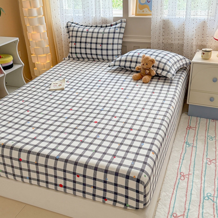 91家纺网 家纺一手货源 找家纺 丽美人 2025新款高克重印花牛奶绒无印风床笠款（A类母婴级面料） 黑白格调