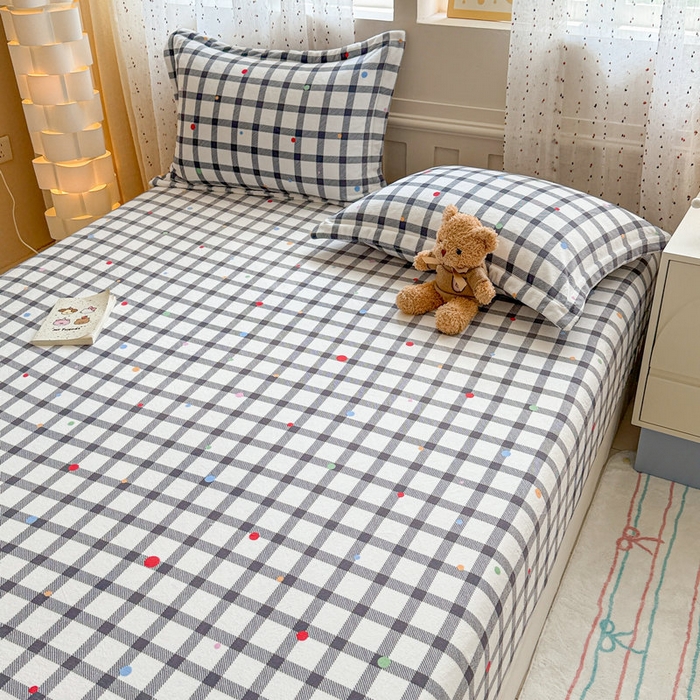 91家纺网 家纺一手货源 找家纺 丽美人 2025新款高克重印花牛奶绒无印风床笠款（A类母婴级面料） 黑白格调