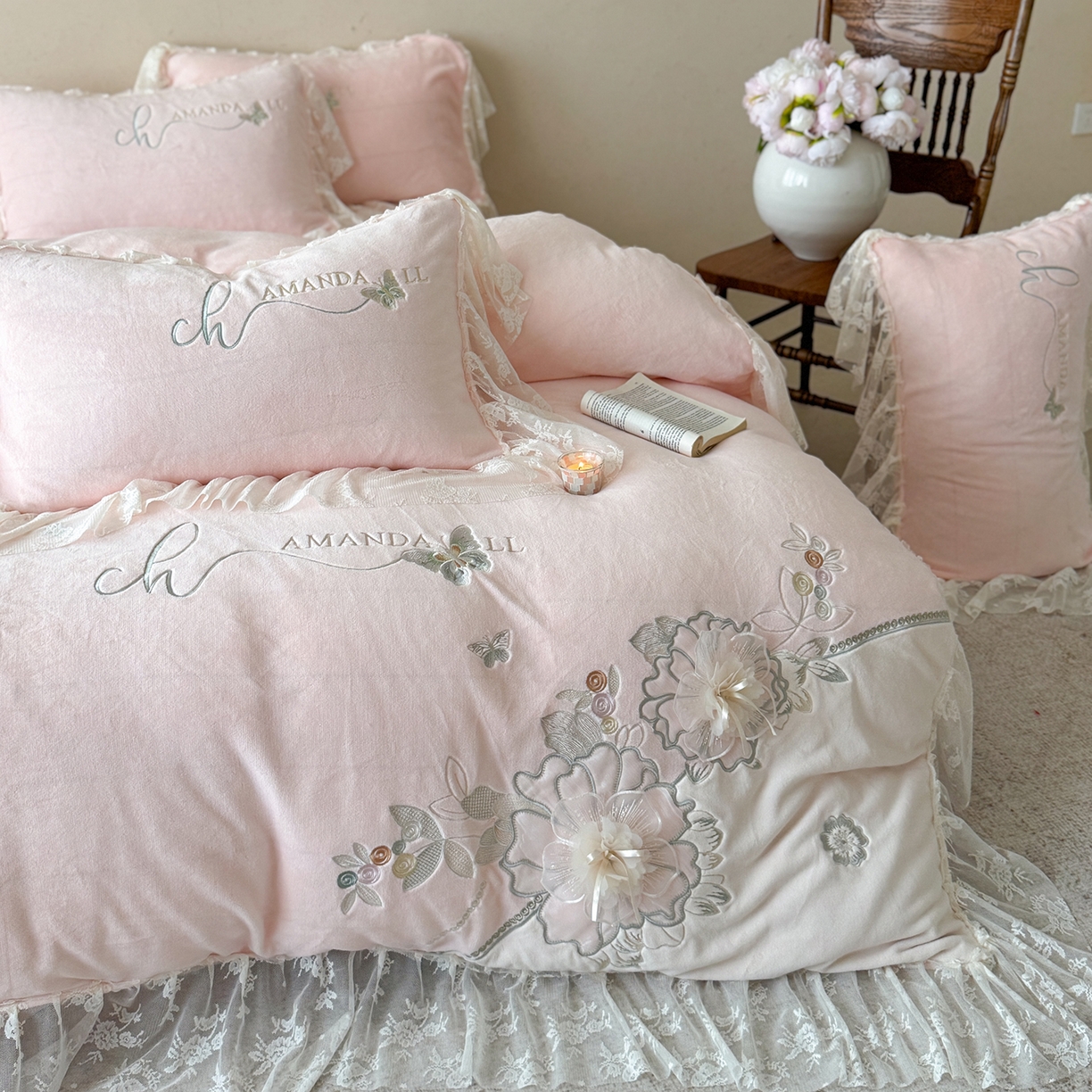 91家纺网 家纺一手货源 找家纺 （总）可以家居 2025新款高克重全消光超细旦奶芙云绒四件套-玛利亚系列-莱卡芙