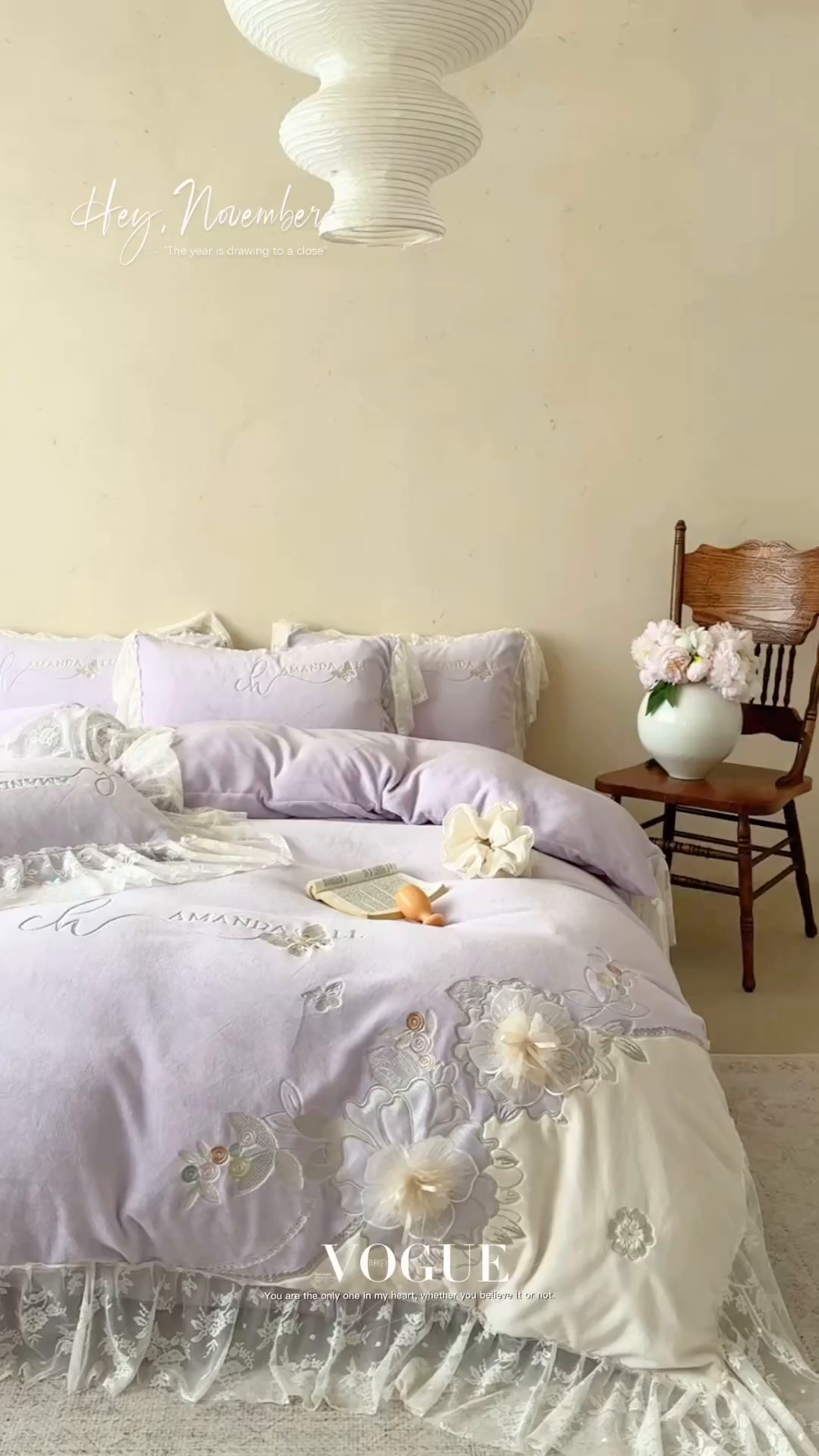 91家纺网 家纺一手货源 找家纺 可以家居 2025新款高克重全消光超细旦奶芙云绒四件套-玛利亚系列-莱卡芙 优雅紫