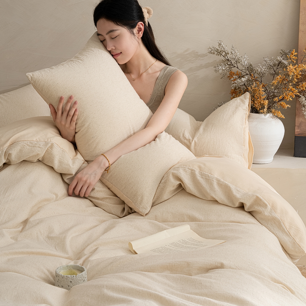 91家纺网 家纺一手货源 找家纺 小叮当家纺仓储工厂店 2025新款提供买家秀爆款花型不断货棉麻提花全棉纯棉磨毛四件套-云缦 云缦·米