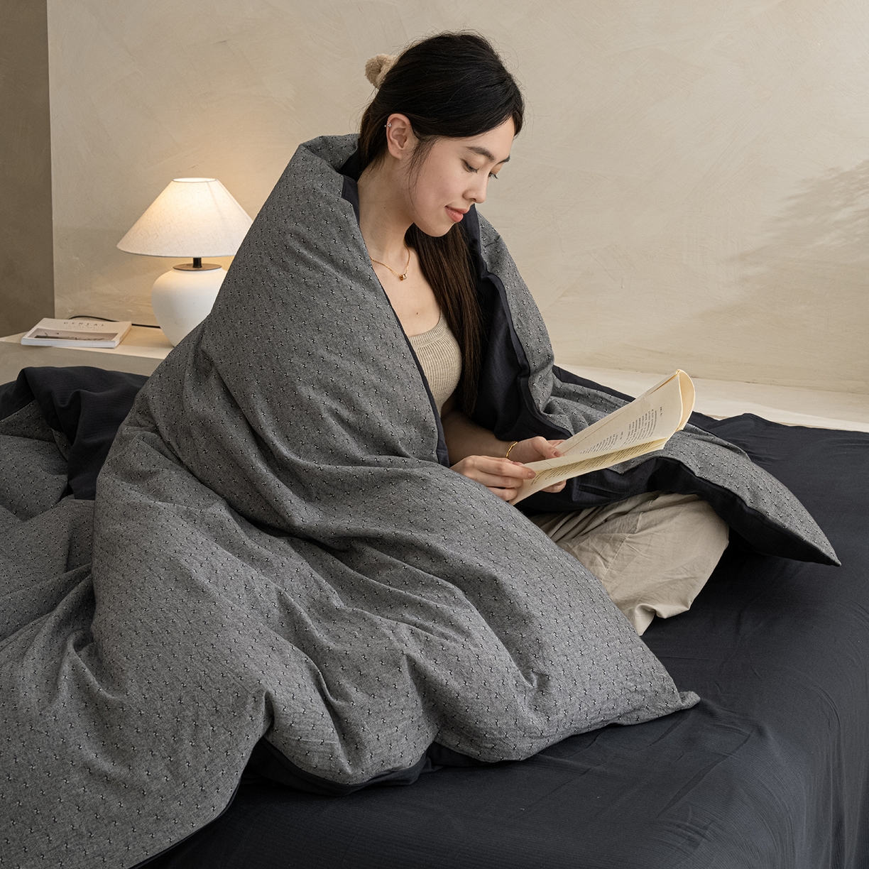 91家纺网 家纺一手货源 找家纺 小叮当家纺仓储工厂店 2025新款提供买家秀爆款花型不断货棉麻提花全棉纯棉磨毛四件套-云缦 云缦·灰