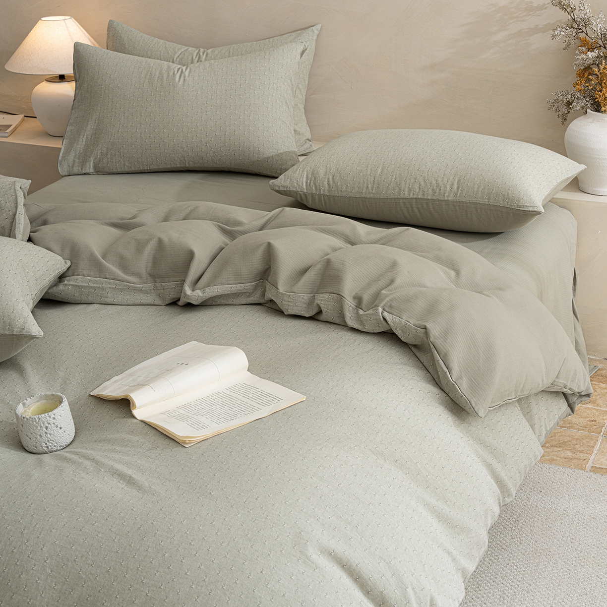 91家纺网 家纺一手货源 找家纺 小叮当家纺仓储工厂店 2025新款提供买家秀爆款花型不断货棉麻提花全棉纯棉磨毛四件套-云缦 云缦·绿