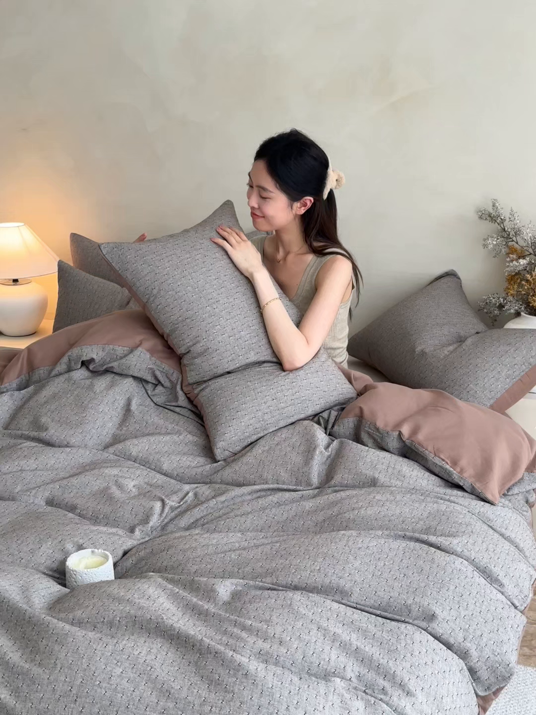 91家纺网 家纺一手货源 找家纺 小叮当家纺仓储工厂店 2025新款提供买家秀爆款花型不断货棉麻提花全棉纯棉磨毛四件套-云缦 云缦·棕