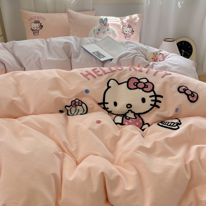 91家纺网 家纺一手货源 找家纺 （总）小叮当家纺仓储工厂店 2025新款提供买家秀爆款花型不断货三丽鸥绣花全棉纯棉磨毛卡通四件套